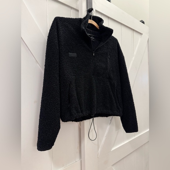 SET ACTIVE Lightweight Onyx Fleece Halfzip Black Teddy Jacket - Picture 4 of 6